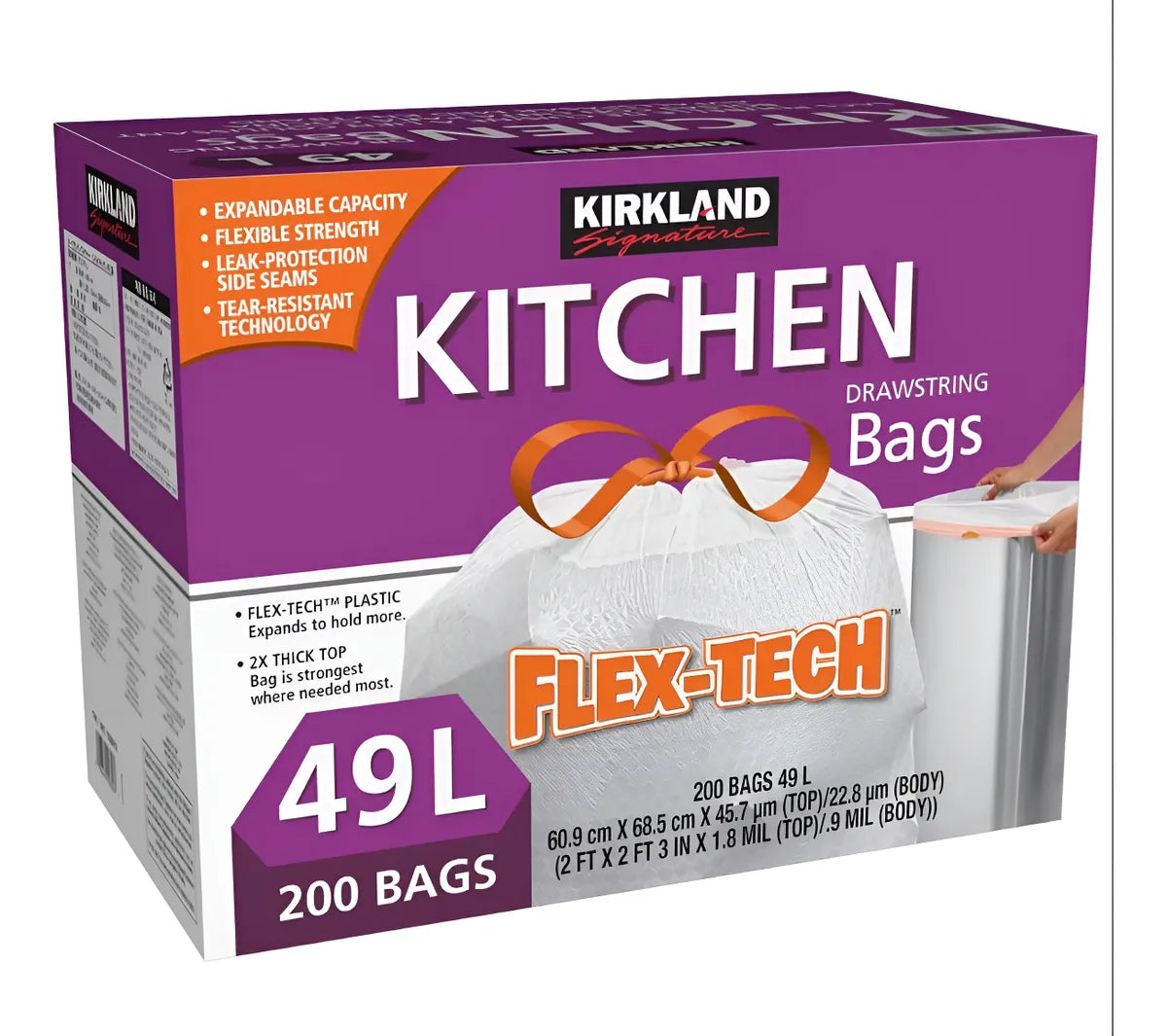 Bolsas Para Bote De Basura Con Cinta Cocina 49.2 Lt (200pzs) Members Mark.