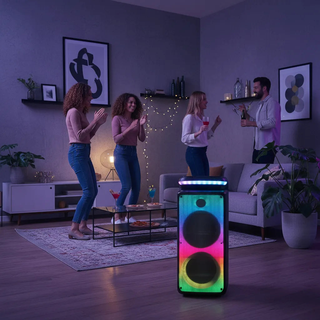 Potente Bocina Doble Con Luces Led Kegner 2500w ,8 Pulgadas