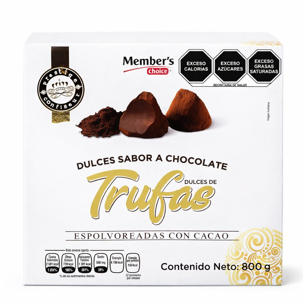 Caja Trufas Dulces Sabor Chocolate 800g Members Choice